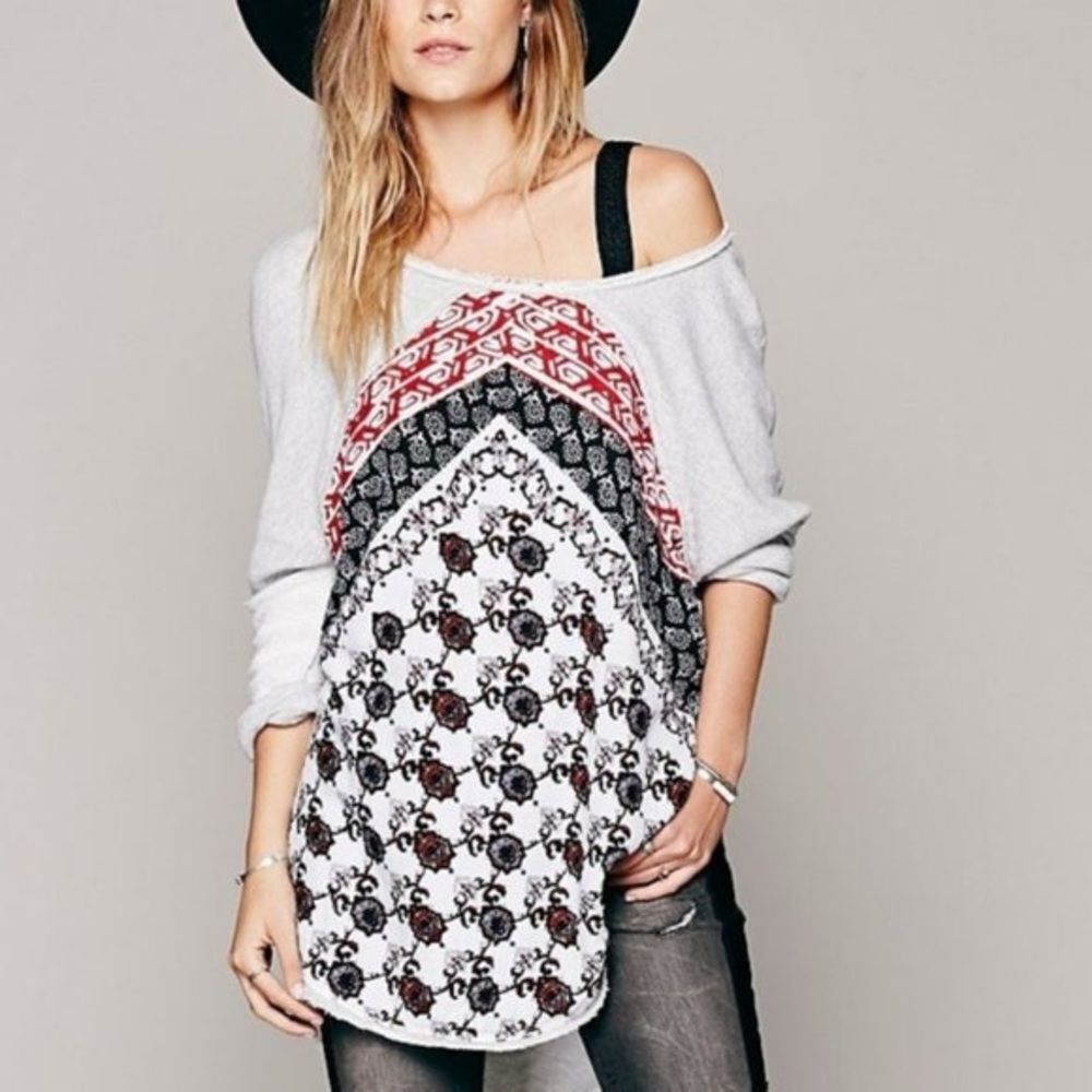 Free People Del Ray Mixed Media Pullover size small